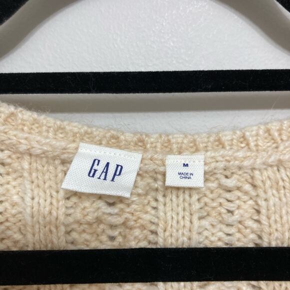 GAP Wool Alpaca Blend Cable Knit Beaded Sweater in Sand Khaki - Size M - Picture 4 of 6